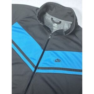 Nike Track Jacket Mens XL Black Blue Chevron Full Zip Athletic